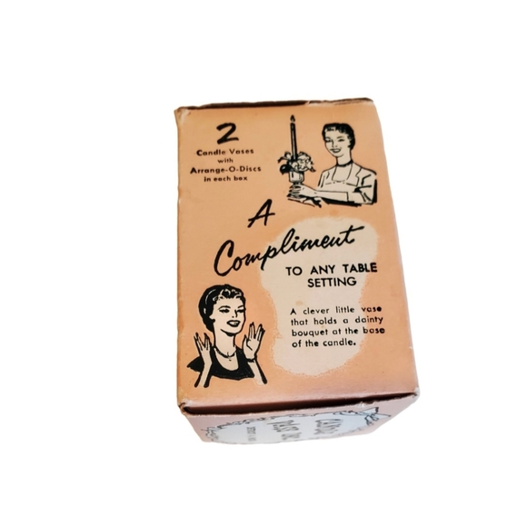 Vintage 1950s Lucite Candle Vases in box - Picture 4 of 7